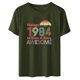 thumbnail image 1 of Liamobondopolis - Camiseta vintage de 1984 para mujer, regalo de 40 cumpleaños, con estampado de letras, estilo retro, para fiesta, informal, de manga corta, 1 of 5
