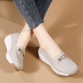 thumbnail image 5 of KELINFONG Trendy Loafers for Women Wedge Heel Casual Flats Slip on Walking Shoes Moccasin Boat Shoes, 5 of 7