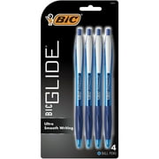 BIC Glide Blue Retractable Ballpoint Pens, Medium Point, 1.0 mm, Blue Ink, Pack of 4