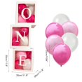 thumbnail image 2 of Cajas de globos para el primer cumpleaños 'ONE' para bebé, niño y niña con 26 globos de 10 pulgadas, decoración para el primer cumpleaños del bebé, accesorios para sesión de fotos, telón de fondo, 2 of 5