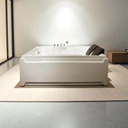 73 x 48 Whirlpool Bathtub for 2-Person with 8 Hydro Massage Jets & Chromatherapy LED Lights, 1HP UL Certified Pump, 3-Sided Apron Acrylic Soaking Tub, Left Drain, 110 Gallons, White