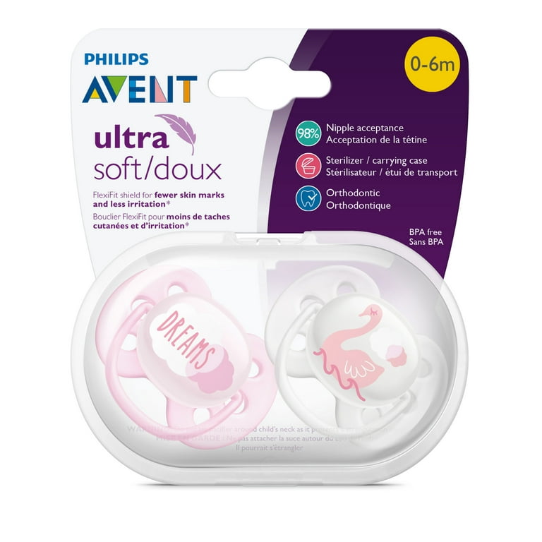 Philips Avent 2pk Ultra Soft Pacifier - 0-6 Months - Dreams/Swan Designs