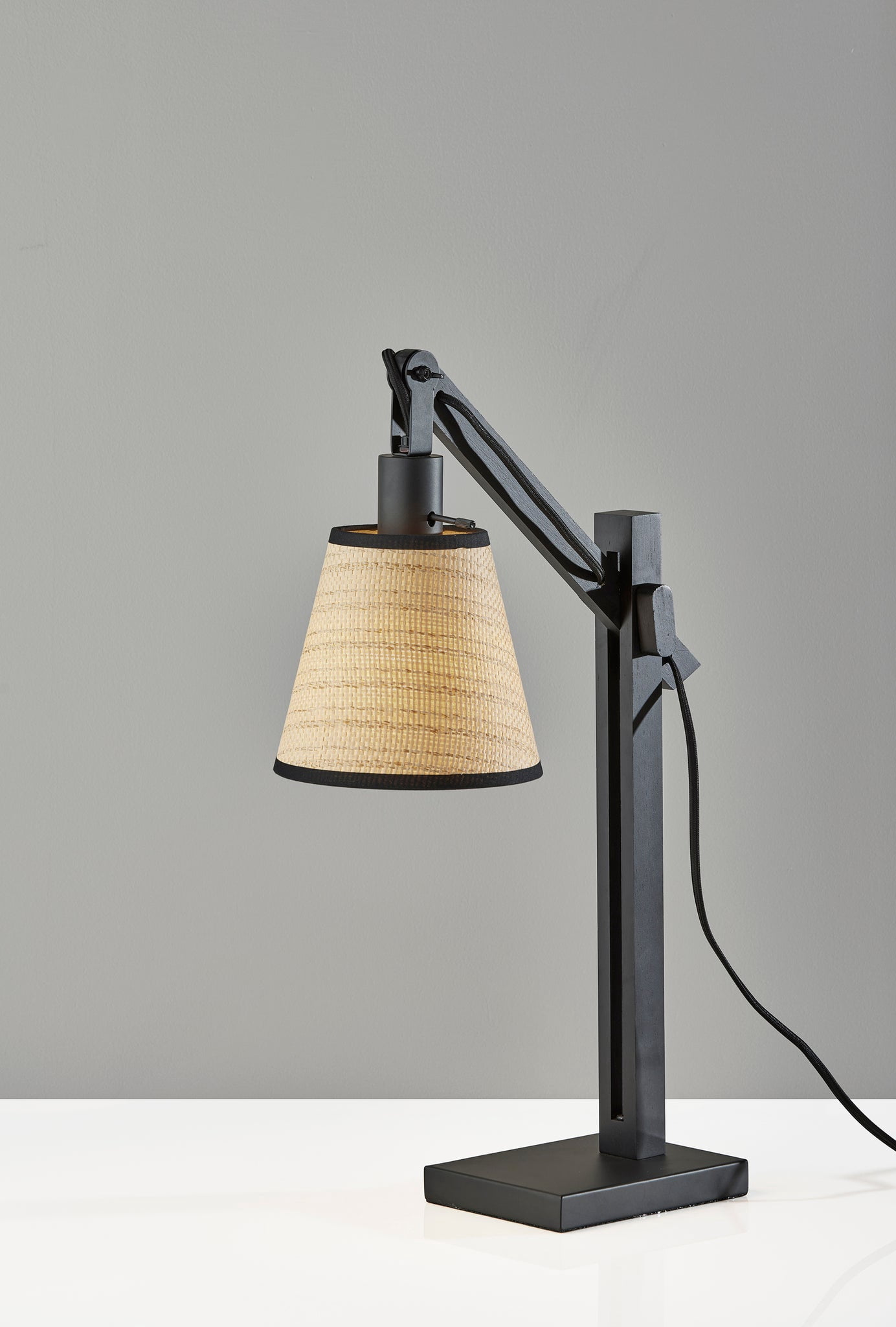 Adesso Walden 19"-25" 60W Adjustable Desk Lamp Black Wood