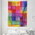 thumbnail image 1 of Abstract Tapestry, Rainbow Colored Geometric Square Shaped with Blurry Hazy Effects Watercolor Design, Wall Hanging for Bedroom Living Room Dorm Decor, 60W X 80L Inches, Multicolor, by Ambesonne, 1 of 2