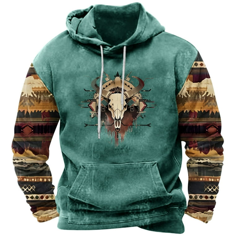 BiZtdJrK Men's Fashion Hoodies Vintage Tribal Ethnic Aztec Printed