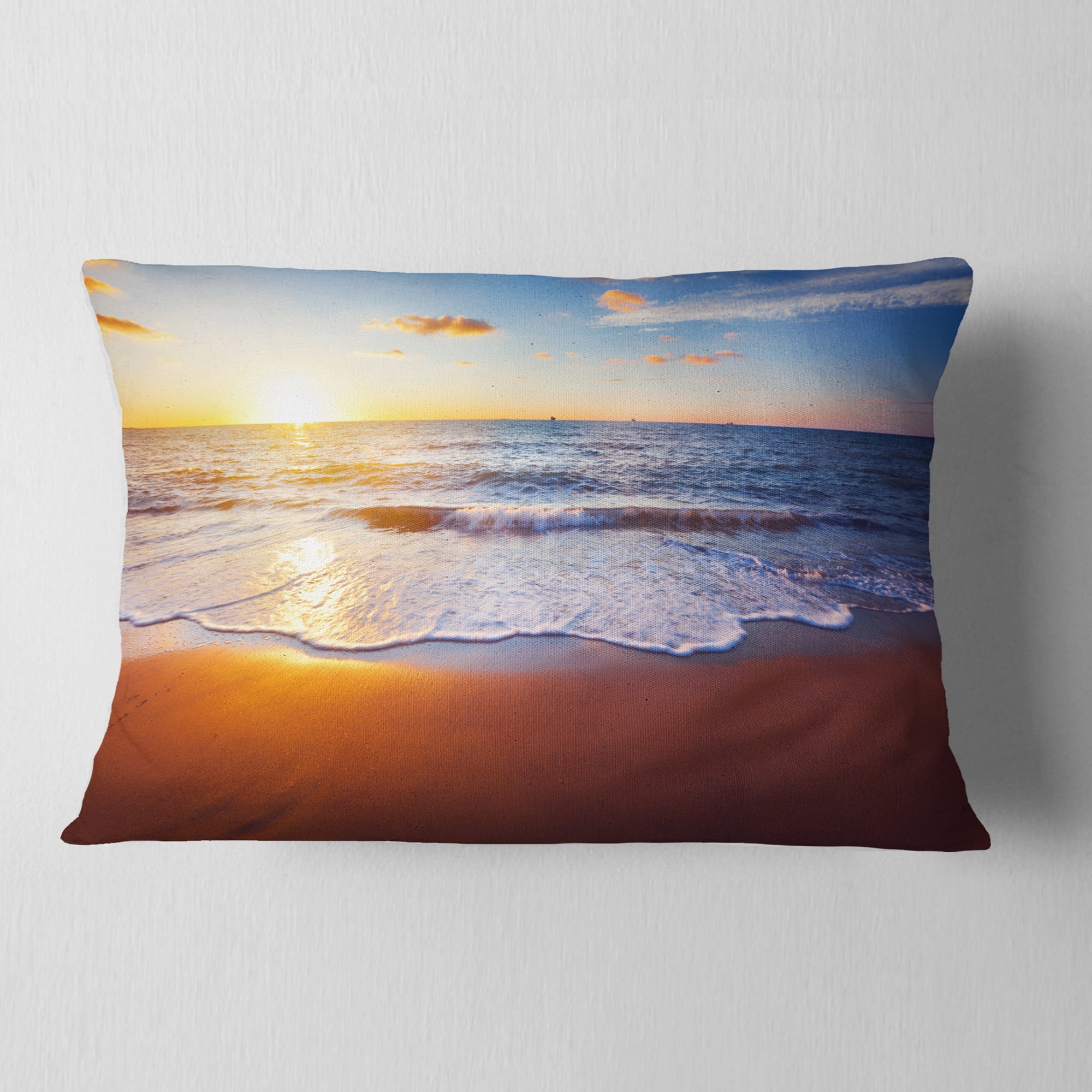 Designart 12" x 20" Gold Polyester Throw Pillow