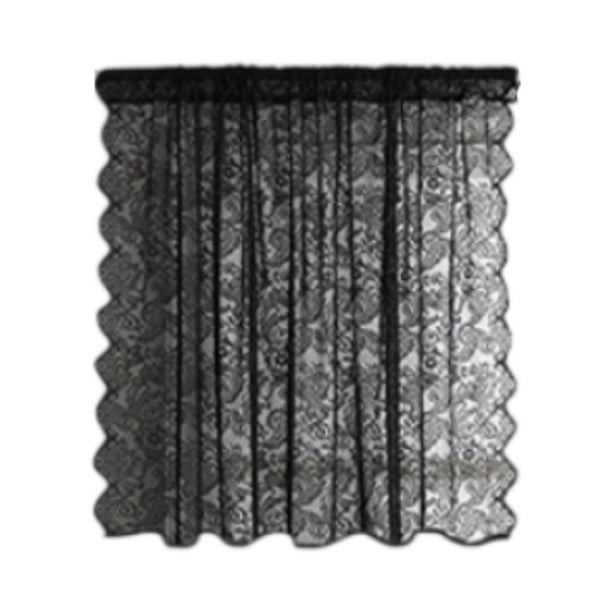 Cortina de encaje de 1 panel, fácil de instalar, elegante, de tul y con encaje, con mosquitera Negro 100x150