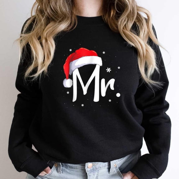 Mr. And Mrs. Claus Funny Couples Matching Christmas Pajamas St. Nick Graphic - Durable Stitching SW3698 Unisex Sweatshirt, Up to Size 5XL