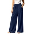 thumbnail image 2 of VV AVEORS Womens Wide Leg Sweatpants Drawstring Baggy Sweat Pants With Pockets Elastic Waisted Lounge Casual Trousers Navy L, 2 of 5