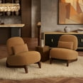 thumbnail image 6 of Morden Fort 3PCS Sofa & 2Accent Chair, Upholstered Lamb Fabric Sofa Set with Throw Pillows, Pet-Friendly Curved Couch & Armless Chair for Living Room, Caramel, 6 of 7