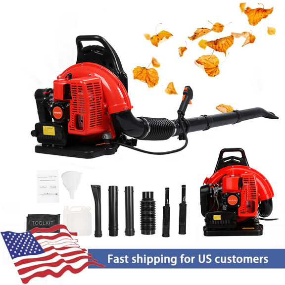 Floseru 63CC Gas Backpack Leaf Blower 2 Stroke Enginee 665CFM 205MPH Ergonomic Harness System Low Vibration and Cruise Control Powerful Gas Blowers for Lawn Yard Care-Gifts for Dad