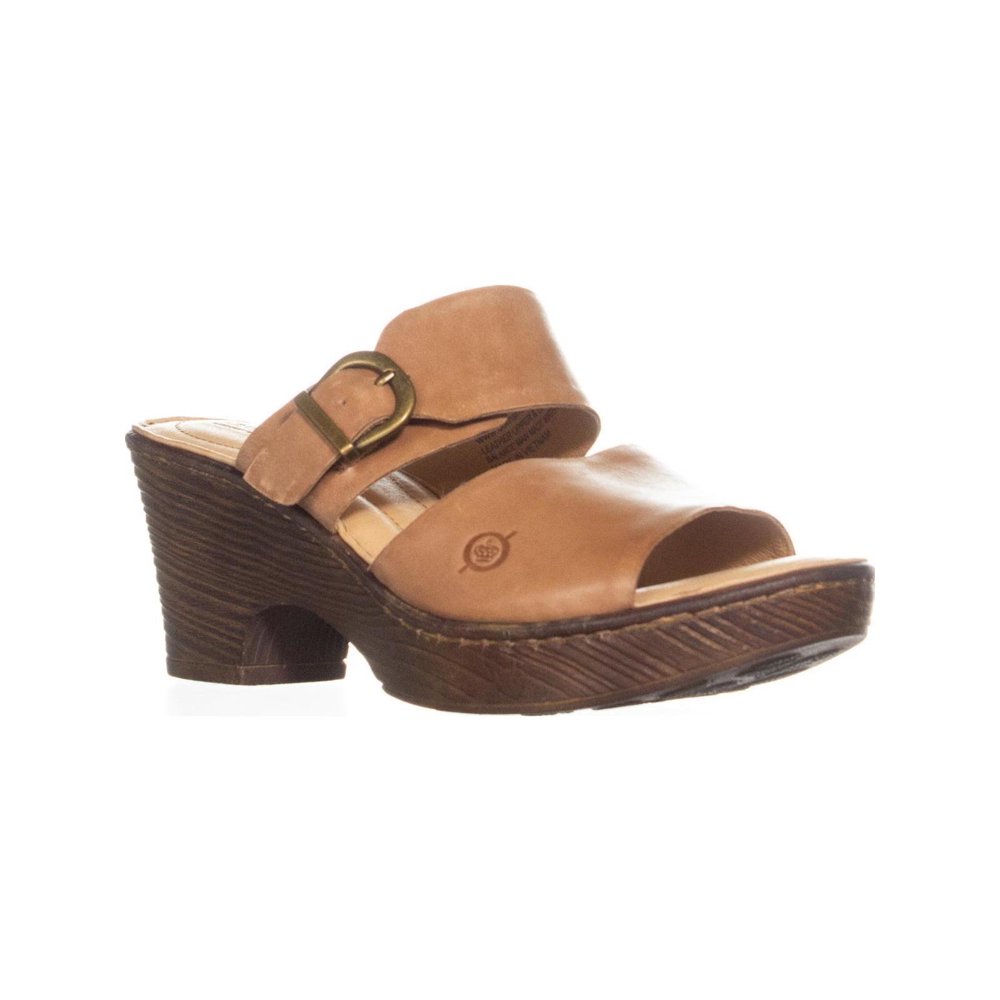 Born Womens Born Carrabelle Buckle Slip On Platform Sandals, Brown