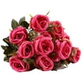 thumbnail image 2 of Artificial Rose 6pcs Open Flower Realistic Blossom Roses Bouquets for DIY Fall Wedding Centerpieces - Orange, 2 of 2