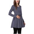 thumbnail image 1 of Diufon Hauts Longs de Maternité et d'Allaitement pour Femmes, Col Rond, Manches Longues, Blouses Chaudes à Rayures, Vêtements Décontractés Amples, 1 of 7