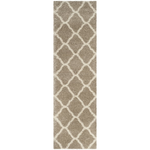 SAFAVIEH Hudson Aline Geometric Shag Runner Rug, Beige/Ivory, 2'3" x 10'