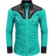 thumbnail image 1 of Camisa de hombre Vintage Western Cowboy Camisas hawaianas de manga larga grandes Camisa de moda para hombre y mujer Blusa de solapa Cuba Pecho único Nuevo, 1 of 6