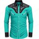 thumbnail image 1 of Camisa de hombre Vintage Western Cowboy Camisas hawaianas de manga larga grandes Camisa de moda para hombre y mujer Blusa de solapa Cuba Pecho único Nuevo, 1 of 6