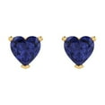 thumbnail image 3 of Clara Pucci 1.0 ct Brilliant Heart Cut Studs VVS1 Genuine Conflict free Blue Tanzanite Solid 18K Yellow Gold Designer Everyday Earrings Push back, 3 of 5