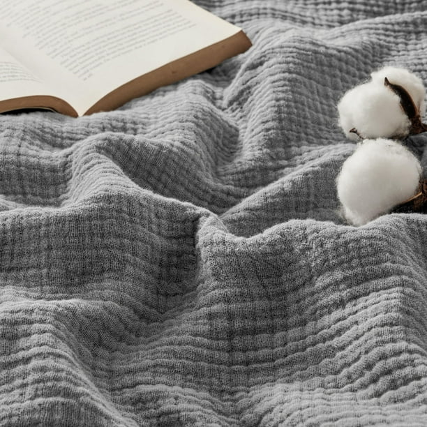 Manta Bedsure de Muselina 100% Algodón 130x180 cm Gris