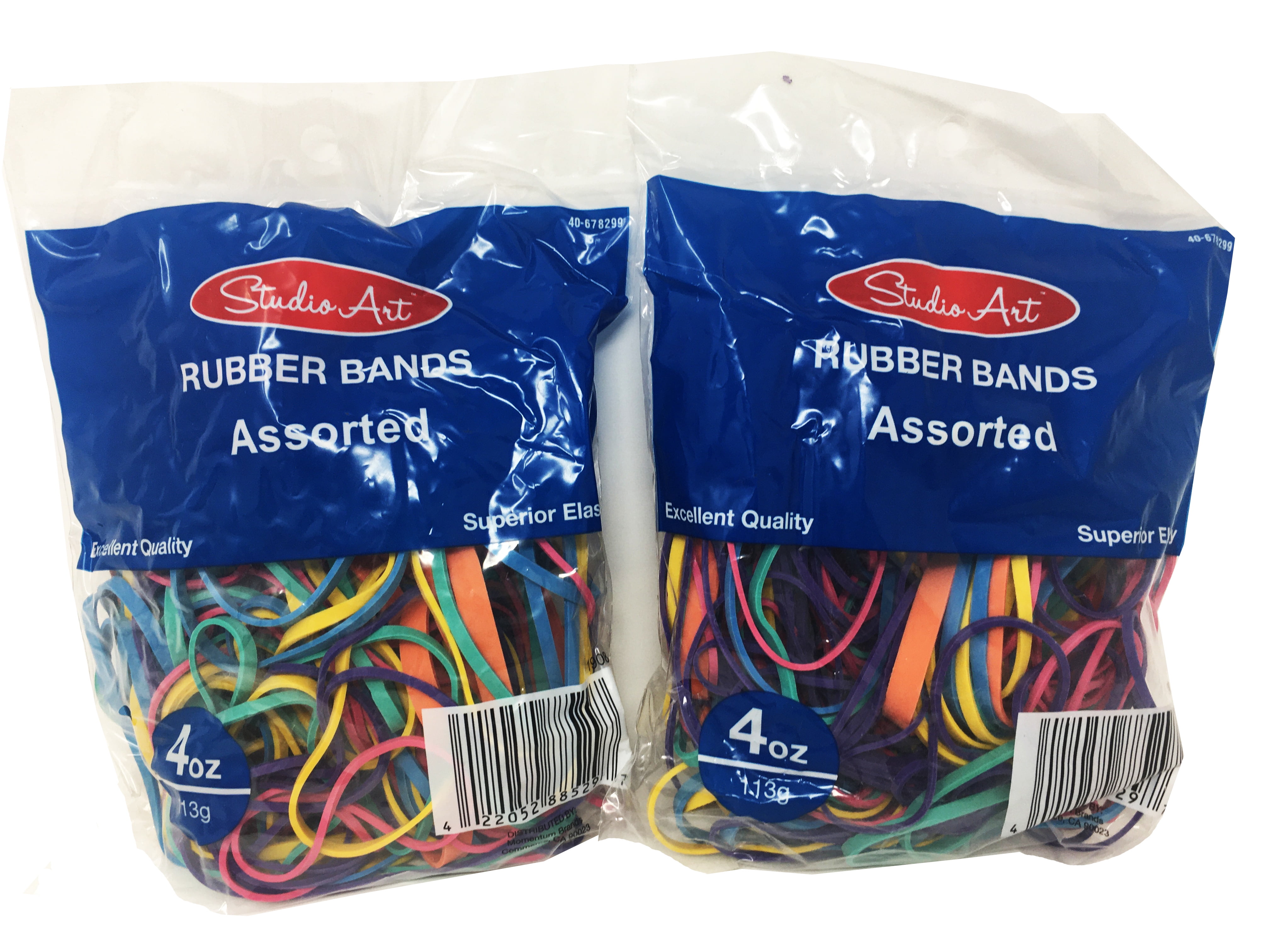 Studio Art Rubber Bands Assorted Colors 4 Oz Each pack of 2