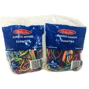 Studio Art Rubber Bands Assorted Colors 4 Oz Each pack of 2