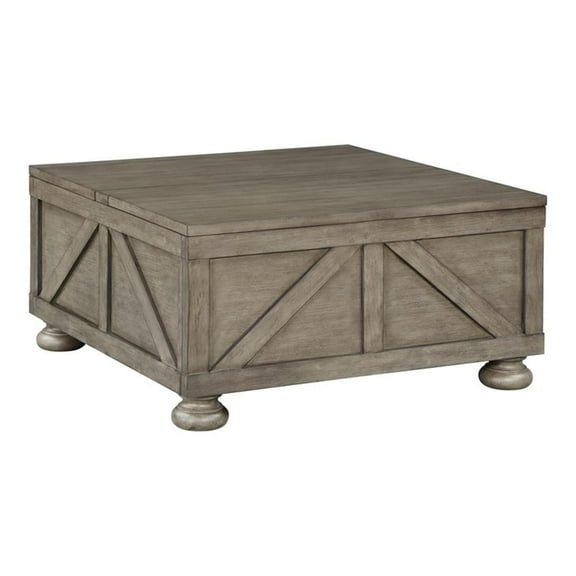 Bowery Hill Contemporary Wood Hidden Storage Coffee Table in Gray