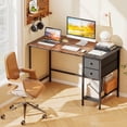 thumbnail image 4 of Costway 48” Computer Desk Industrial Home Office Desk with Open Storage Shelf & 2 Fabric Drawers, 4 of 10