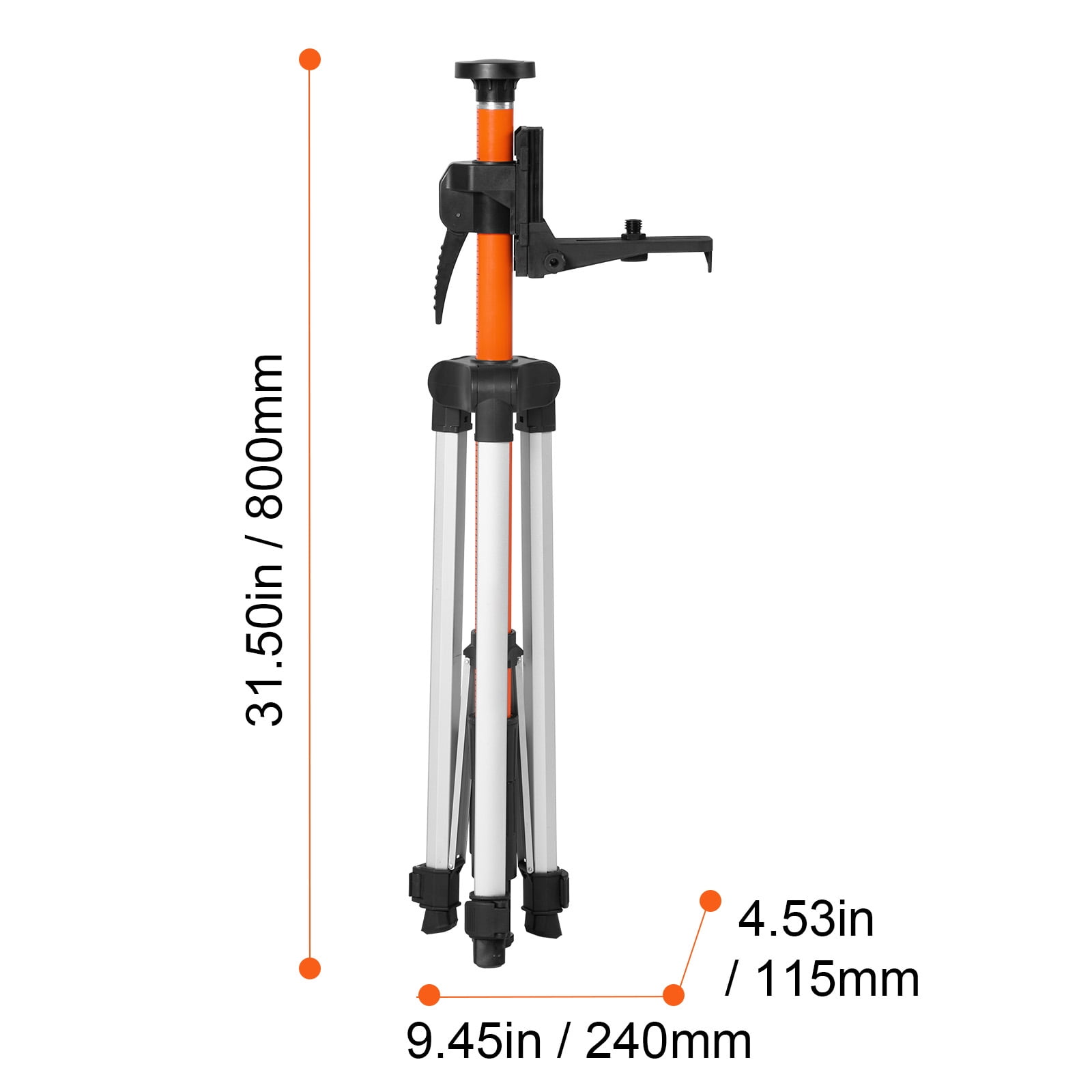 KFFKFF Adjustable Laser Level Tripod, 1/4"-20 & 5/8"-11 Thread Mount, 40.94-133.85 inch Height Range with Level Bubble & Sturdy Stand, Lightweight Aluminum Extendable Tripod for Laser Tools