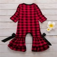 thumbnail image 4 of PINQI Baby 2024 Bodysuit Baby Bodysuit For Toddler Cute Girls Ruffle Romper Red Plaid Long Sleeve Bow Flared Pants Jumpsuit, 4 of 9