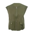 thumbnail image 5 of Bslissey Women's Zipper Cargo Vest Sleeveless Solid Color Pockets Oversized Jacket Ladies Fashion Casual Waistcoat Tops for Outerwear Streetwear, 5 of 6