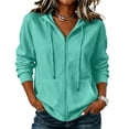 thumbnail image 2 of Qwertyu Womens Zip Up Hoodies Y2K Long Sleeve Sweatshirts Fall Fashion Jackets Winter Clothes with Pockets Mint Green L, 2 of 5