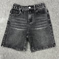 thumbnail image 6 of GiLiling Girls Denim Jean Shorts High Waisted Wide Leg Baggy Knee Length Elastic Waist 5 Pockets Trendy Casual Summer Jorts for Teens Kids (Black, 9-10 Years), 6 of 8