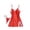 Red, variant on JSGEK Women Contrast Lace Trim Chemise Dress and Thong Set Adjustable Spaghetti Straps Nightwear Lingerie Set Black XL