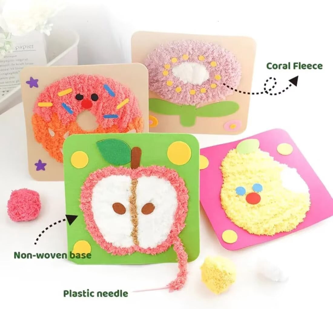 PEXIOAN DIY Embroidery Doll Set,Animal Cartoon Sewing Craft Kits for Beginners, Kids Sewing Toy Set(Set of 12)