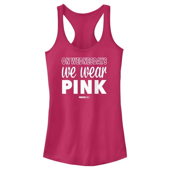 Junior's Mean Girls We Wear Pink Quote Racerback Tank Top Dark Pink X Large