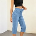 thumbnail image 2 of Jerdar Capris Jeans for Women High Waisted Trendy Pull On Elastic Waist Split Hem Skinny Stretchy Denim Capri Pants M, 2 of 8