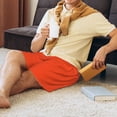 thumbnail image 5 of Balery Orange Men's Cotton Knit Pajama Shorts Waistband & Pockets,Short Pajama Pants-X-Large, 5 of 8