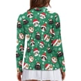thumbnail image 2 of Yuyamidu Cute Cat Golf Tops Women Christmas Golf Shirts Long Sleeve Collared Tennis Shirt Green Quarter Zip V Neck Slim Fit Activewear Size M, 2 of 8