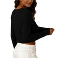thumbnail image 6 of Women's Loose Fit Crop Tops Casual Solid Color Crew Neck T-Shirts Long Sleeve Running Gym Workout Top Women Base Layering Sportswear Basics Tees Y2k Clothes Spring Summer Lightweight Shirt, 6 of 6