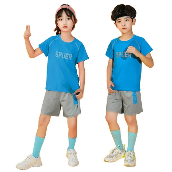 Tfken Boys Outfit Set Size 3 Years-4 Years Kids Summer Comfortable Sweat Absorption T Shirt Shorts 2Pc Casual Quick Drying Sports Suit Childrens Clothing Toddler Boy Outfit Blue