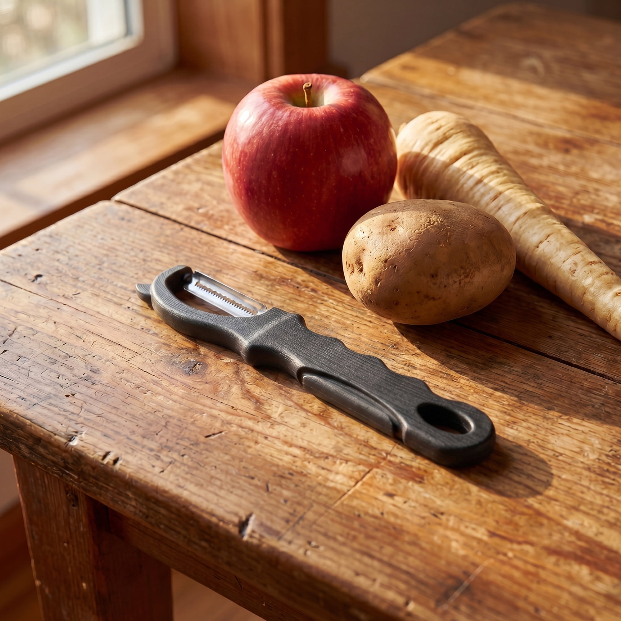 Unique Bargains Stainless Steel Lightweight Peeler with Hangable Hole Black-3 7.1 x 1.2"