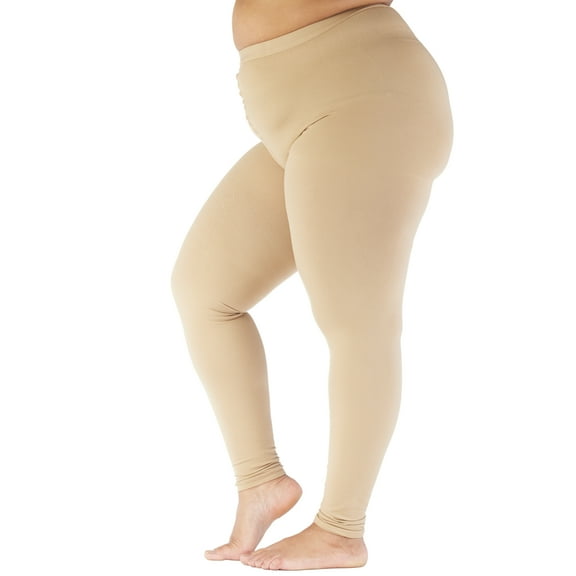 Plus Size Opaque Compression Pantyhose for Women 20-30mmHg - Beige, 2X-Large
