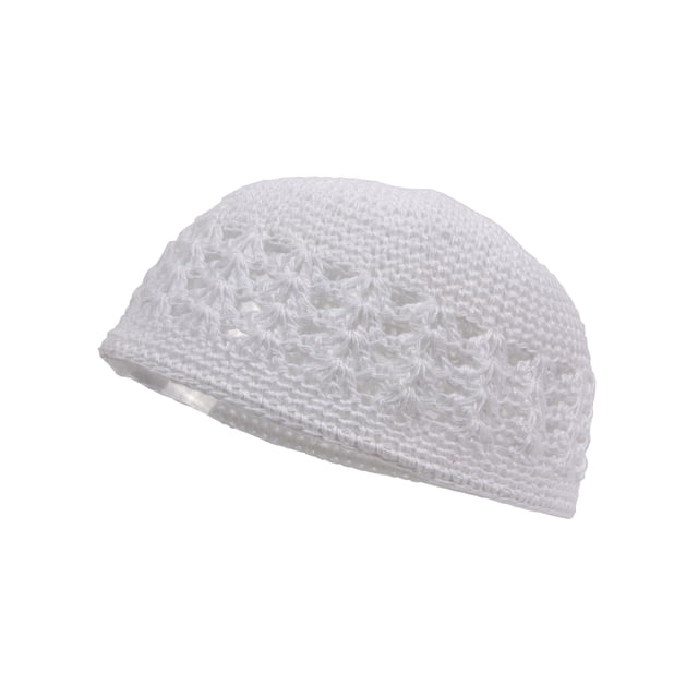 Knitted Head Beanie Hand Crocheted, White