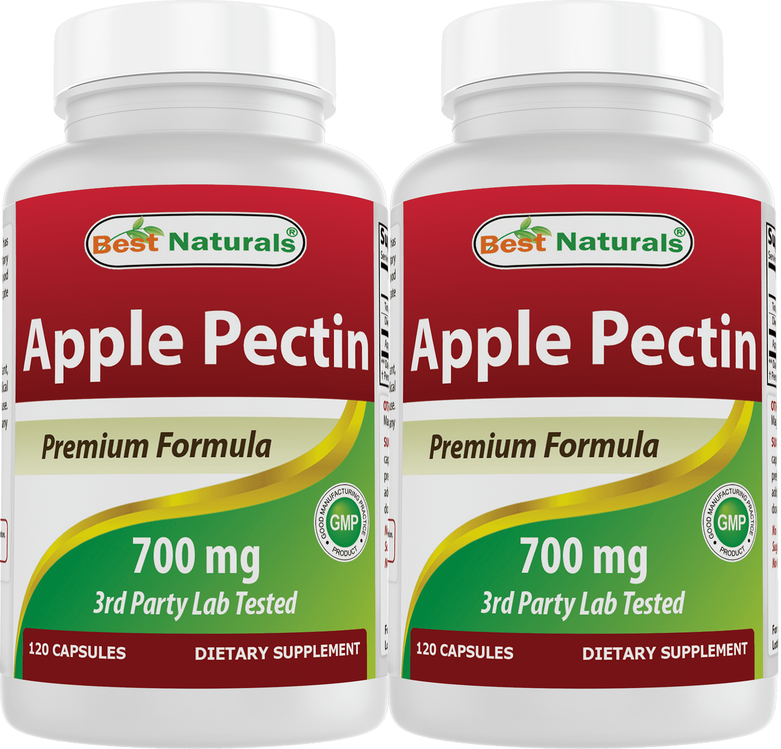 2 Pack Best Naturals Apple Pectin 700 mg 120 Capsules