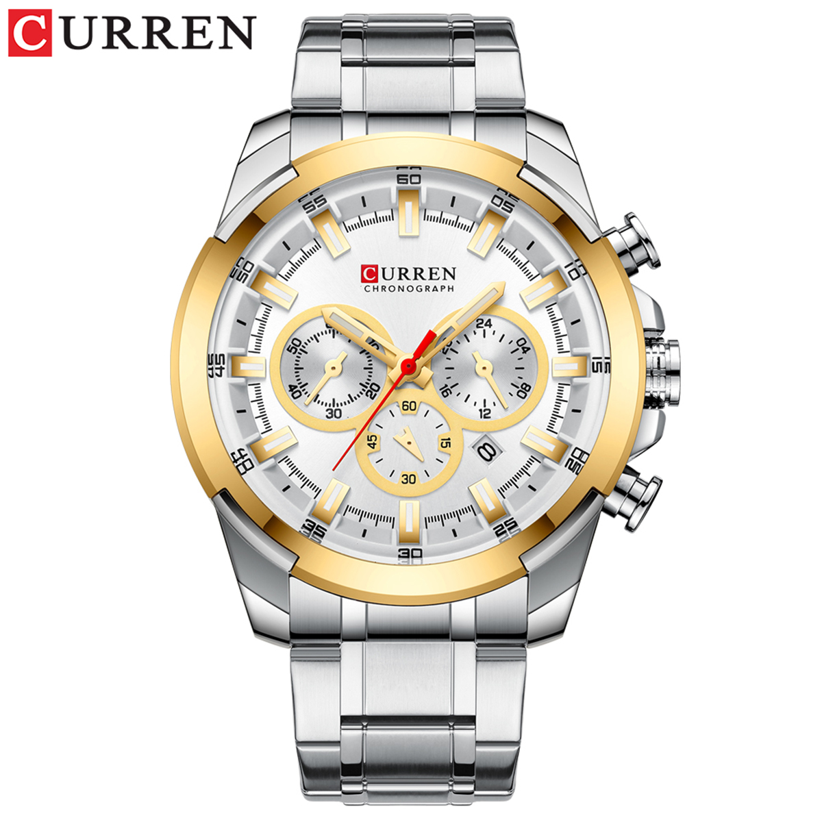 CURREN 8361 Quartz Man Wristwatch Watch for Male Men Watches with Calendar Indicator Date Waterproof Luminous Hands Three Sub-Dials Second Minute Microsecond Chronograph Stainless Steel Strap Band Wea - image 2 of 7