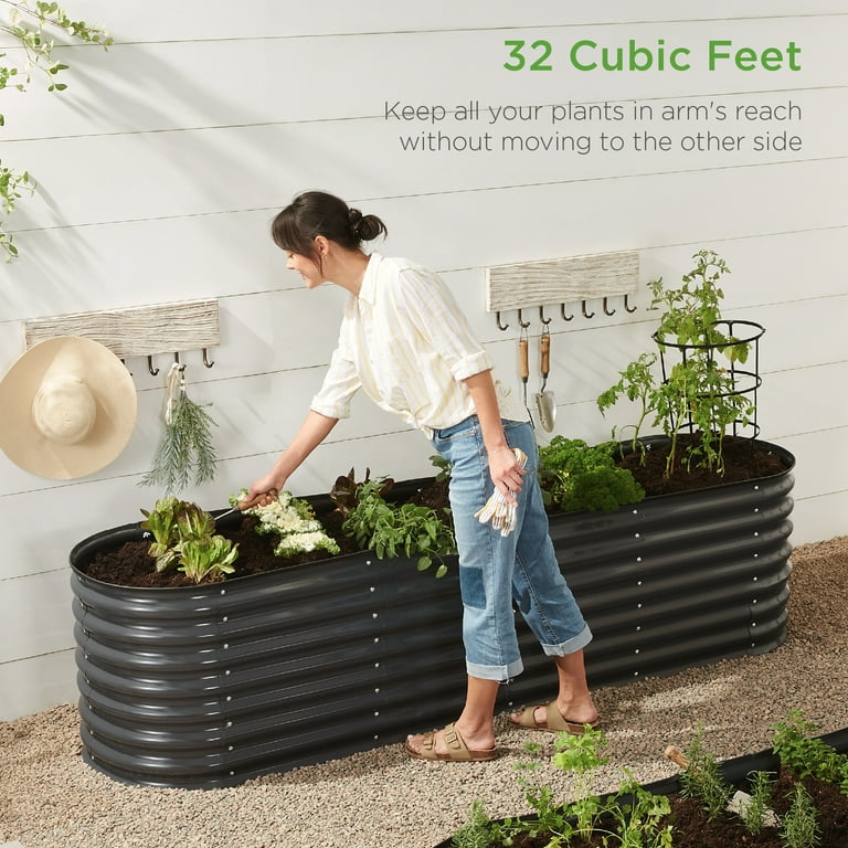 買得 Choice Best Elevated Oval Outdoor 8x2x2ft Bed, Garden Steel ジャケット・アウター