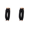 thumbnail image 3 of Pantalones largos de poliéster Qarigey para mujer banda elástica plisada suelta transpirables, 3 of 6