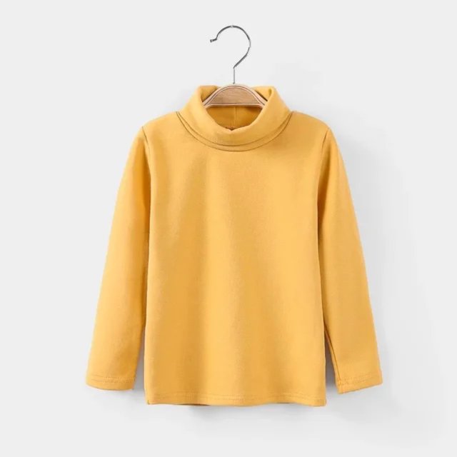 LNGOOR Nouveau 2021 Automne Hiver Garçons Filles Mode T-shirt Uni Manches Longues Col Rond Chaud Décontracté