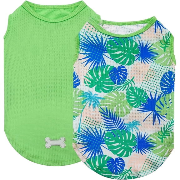 KYEESE 2 Pack Dog Shirts, Mesh Hawaiian T-Shirt for Small Medium and Large Dogs, Hawaii Green, M