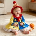 thumbnail image 4 of Baby Girls Boys Clown Outfit Pom Jester Romper Long Sleeve Holiday Party Cute Playsuit with Hat Onesis Cosplay Outfits Yellow 1-3 Months, 4 of 6